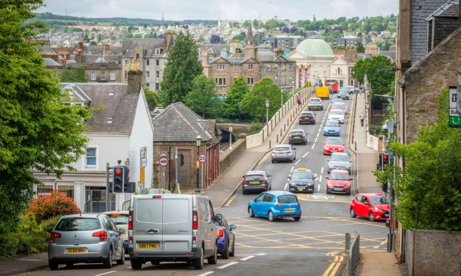 Heavy traffic from West Bridge Street in Perth