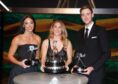 Mary Earps (centre) poses with her trophy after winning BBC Sports Personality of the Year alongside third placed Katarina Johnson-Thompson (left) and second placed Stuart Broad during the 2023 BBC Sports Personality of the Year Awards.