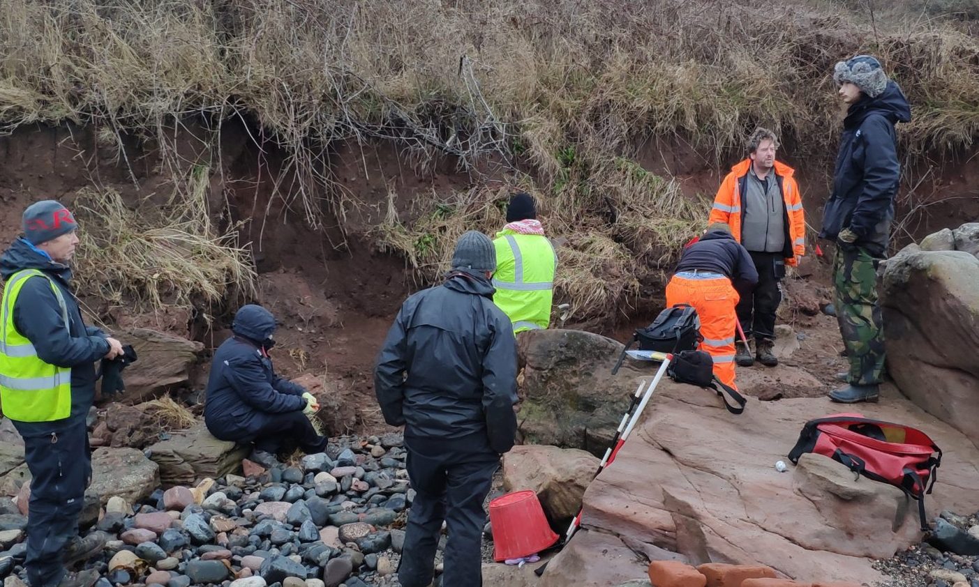 Volunteers and archaeologist begin the investigation after human remains discovered in Wemyss Caves, Fife.