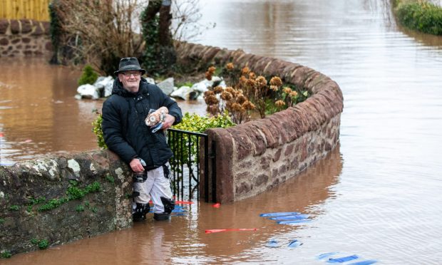 Wullie the painter was working in a property in Cash Feus, Strathmiglo, that flooded as a result of Storm Gerrit. Image: Steve Brown/DC Thomson