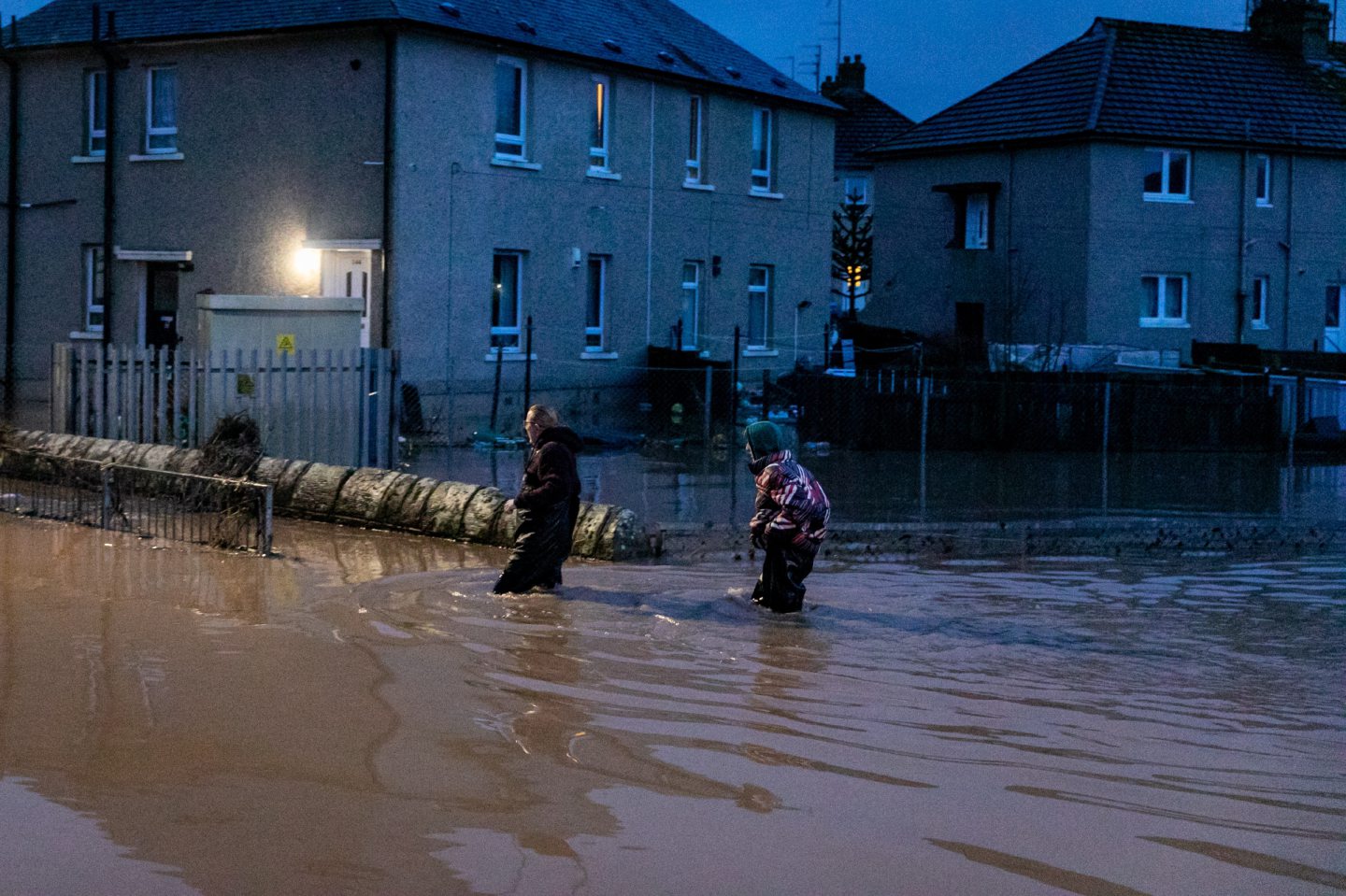 Homes and businesses flooded in Cupar amid the heavy rain.