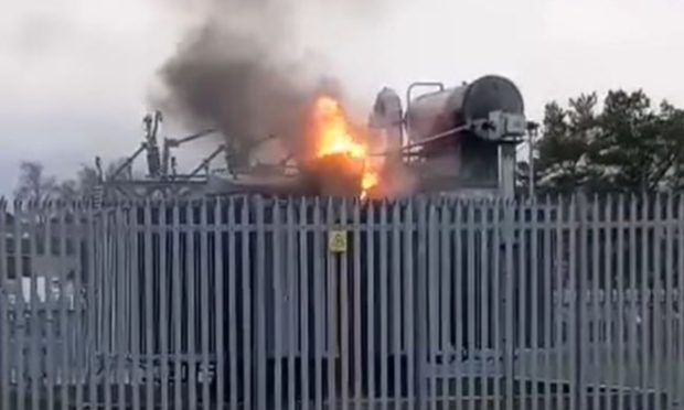 Fire at electrical substation at Warout Playing Fields, Glenrothes, on December 17 2023.