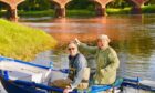 Paul Whitehouse and Bob Mortimer on rowing boat on the River Isla