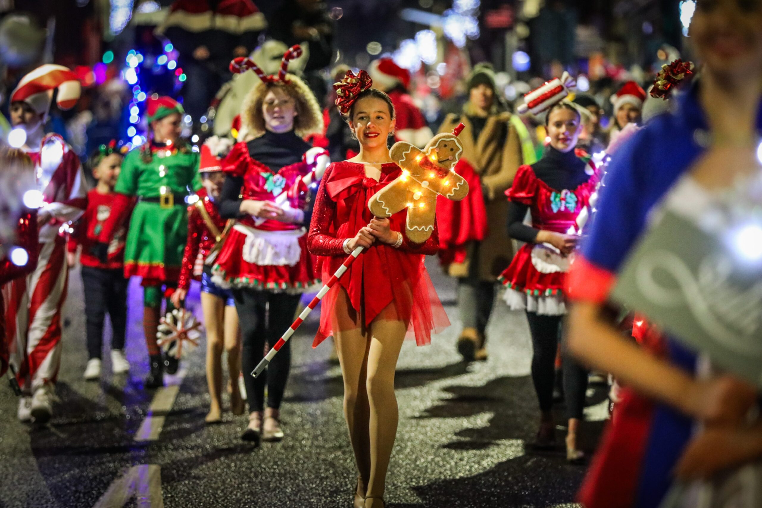 A parade during the Perth Christmas lights turn on in 2023.