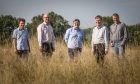Some of the team behind plans to bring a solar meadow in Tayside - Joshua Msika, Tom Nockolds, Richard McCready, Jim Lee and Alex Urquhart-Taylor. Image: Mhairi Edwards/DC Thomson.