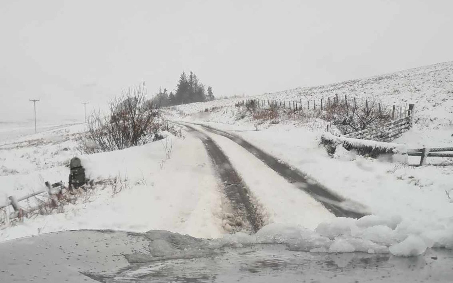 Snowy road near Comrie