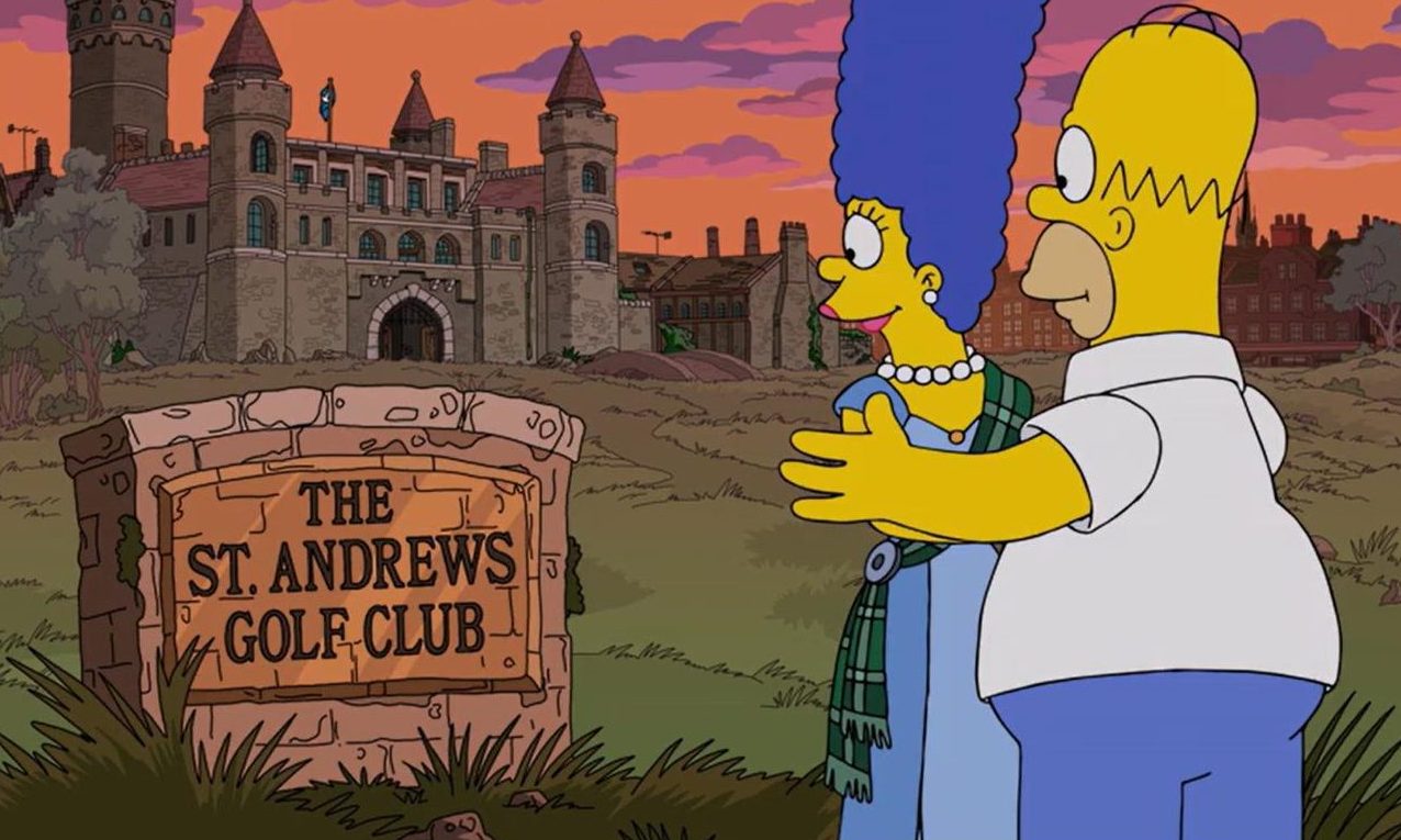 The Simpsons at St Andrews gold club.