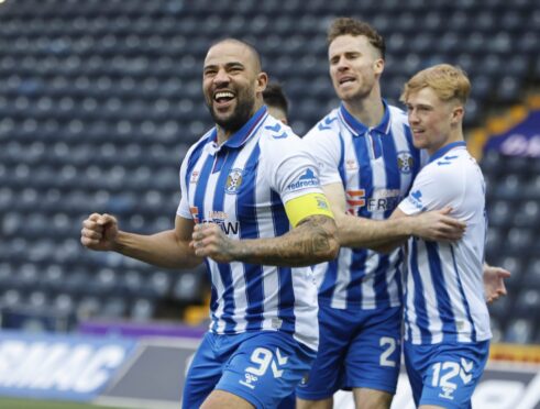 Kilmarnock celebrate their lead after just 19 seconds. Image: Shutterstock