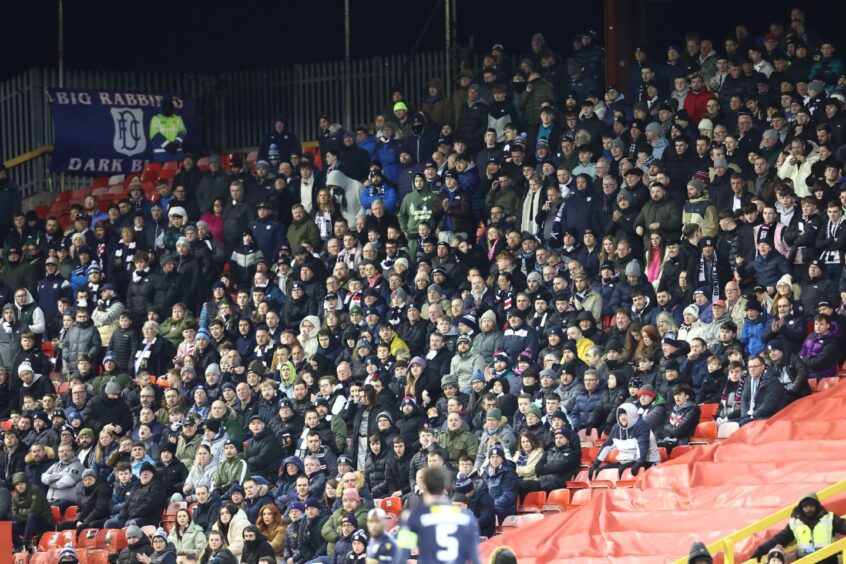 Dundee fans at Pittodrie. Image: Shutterstock
