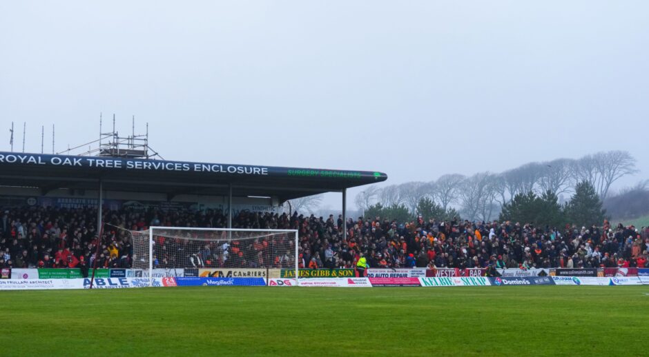 Dundee United supporters at Gayfield, Arbroath
