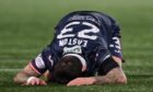 Dyaln Easton looks dejected as Raith Rovers succumb to defeat against Queen's Park. Image: Ross MacDonald / SNS Group.