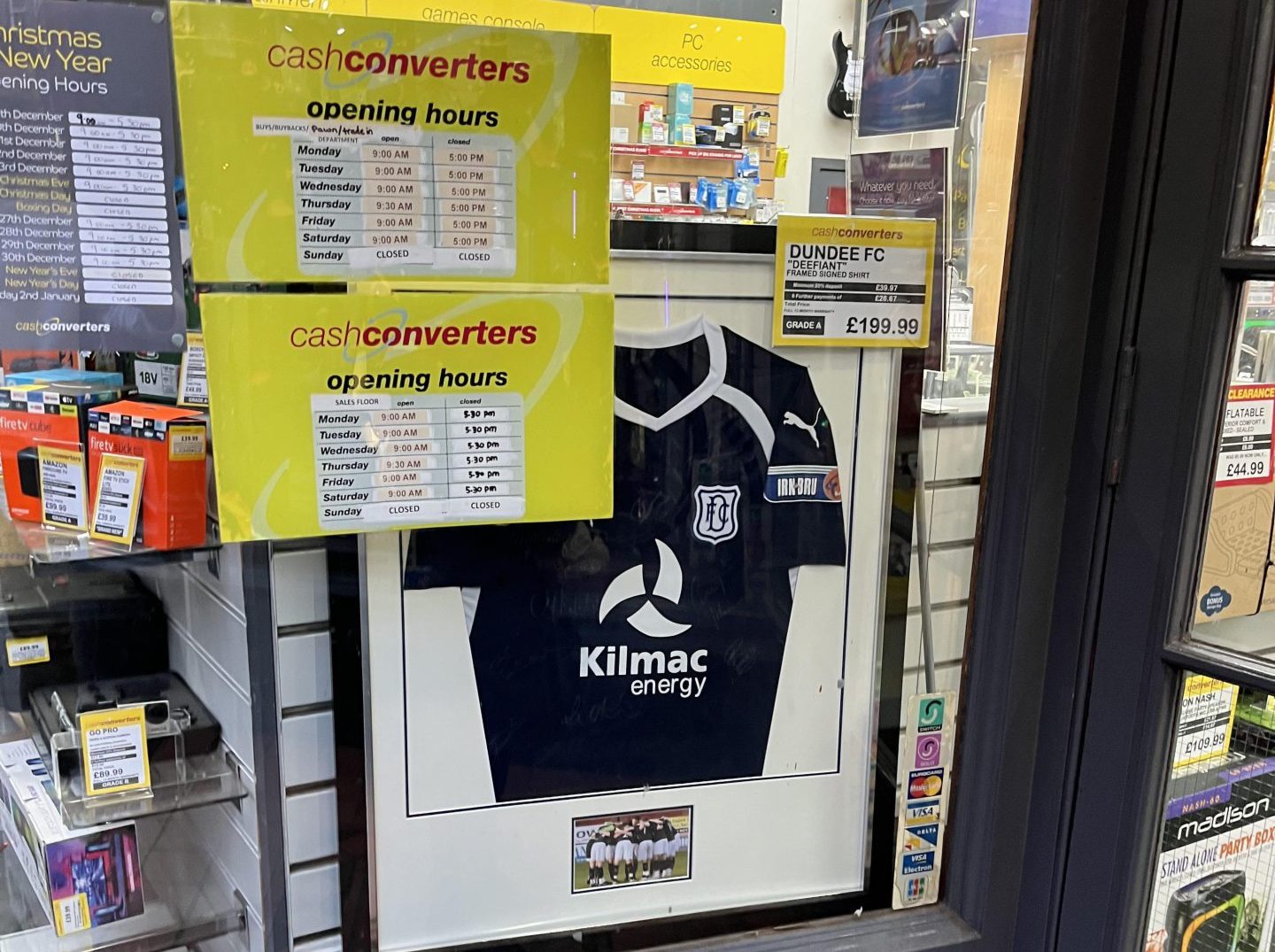 Stolen Dundee and United shirts spotted in Cash Converters