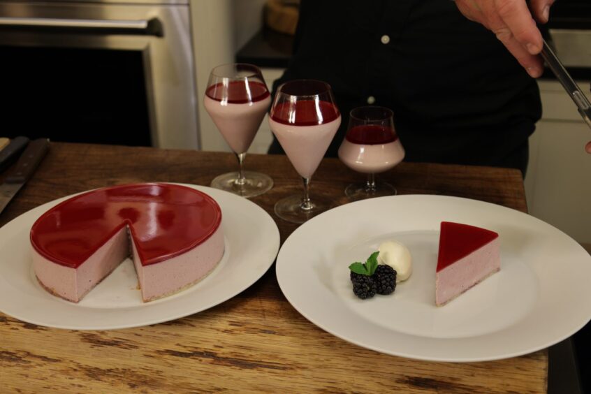 The delice created by James Martin using the blackcurrant liqueur