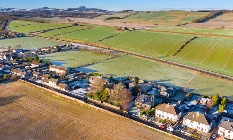 An aerial view of Milton of Balgonie. 