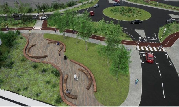 The new-look design for the Guthrie Port roundabout. Image: Angus Council