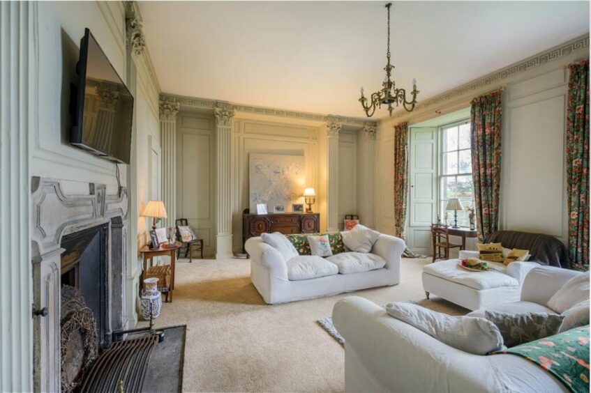 The living room in Fife country mansion for sale 