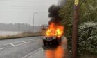 Car burst into flames on the A923 in Birkhill.
