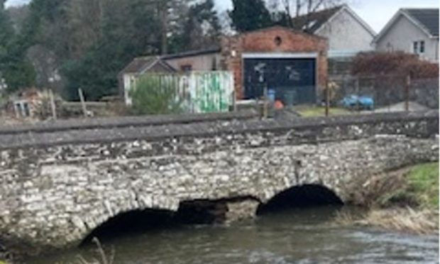 Damaged bridge at Bridgefoot, Angus, on January 26 2024.