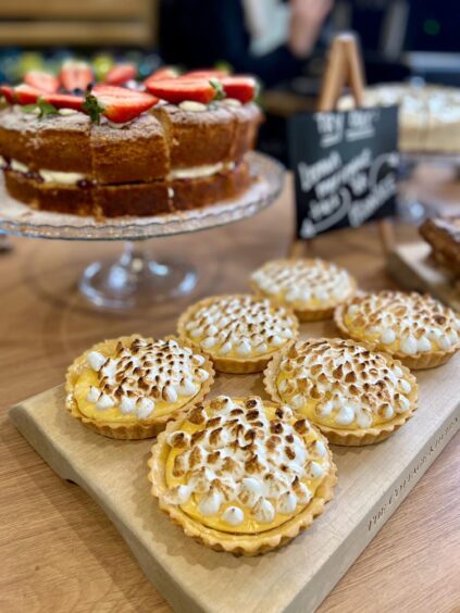Tarts and cakes available at The Cottage Kitchen, one of the dog friendly restaurants in St Andrews