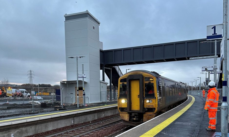 A train arriving at the new Leven railway station. Celebrations are arranged to mark the Levenmouth rail link openng