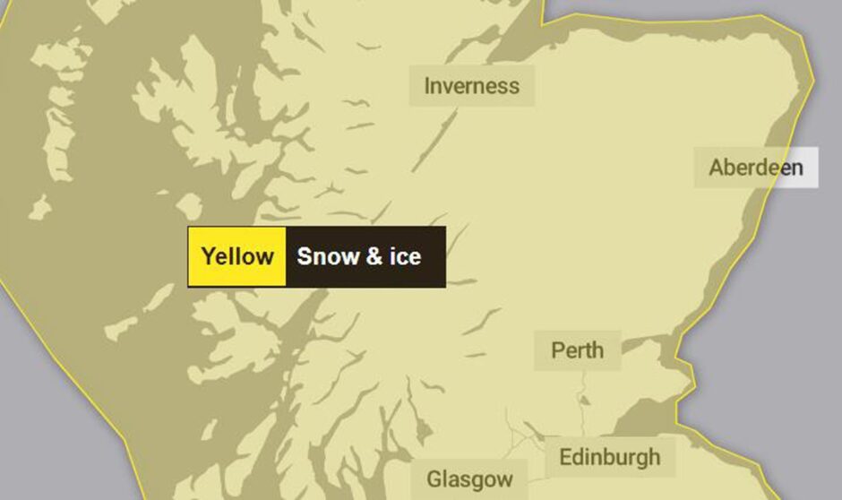 Yellow warning for snow and ice