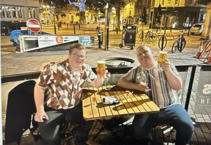 The pair enjoying a beer after leaving the First Dates restaurant.