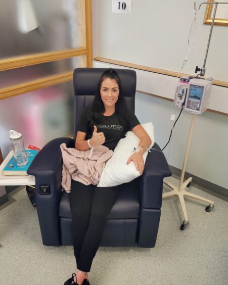 Emma pictured during one of her chemotherapy sessions