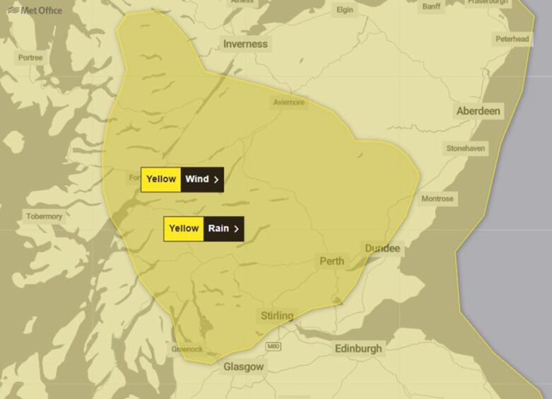 Weather warning Tayside Fife Stirlingshire Perthshire 