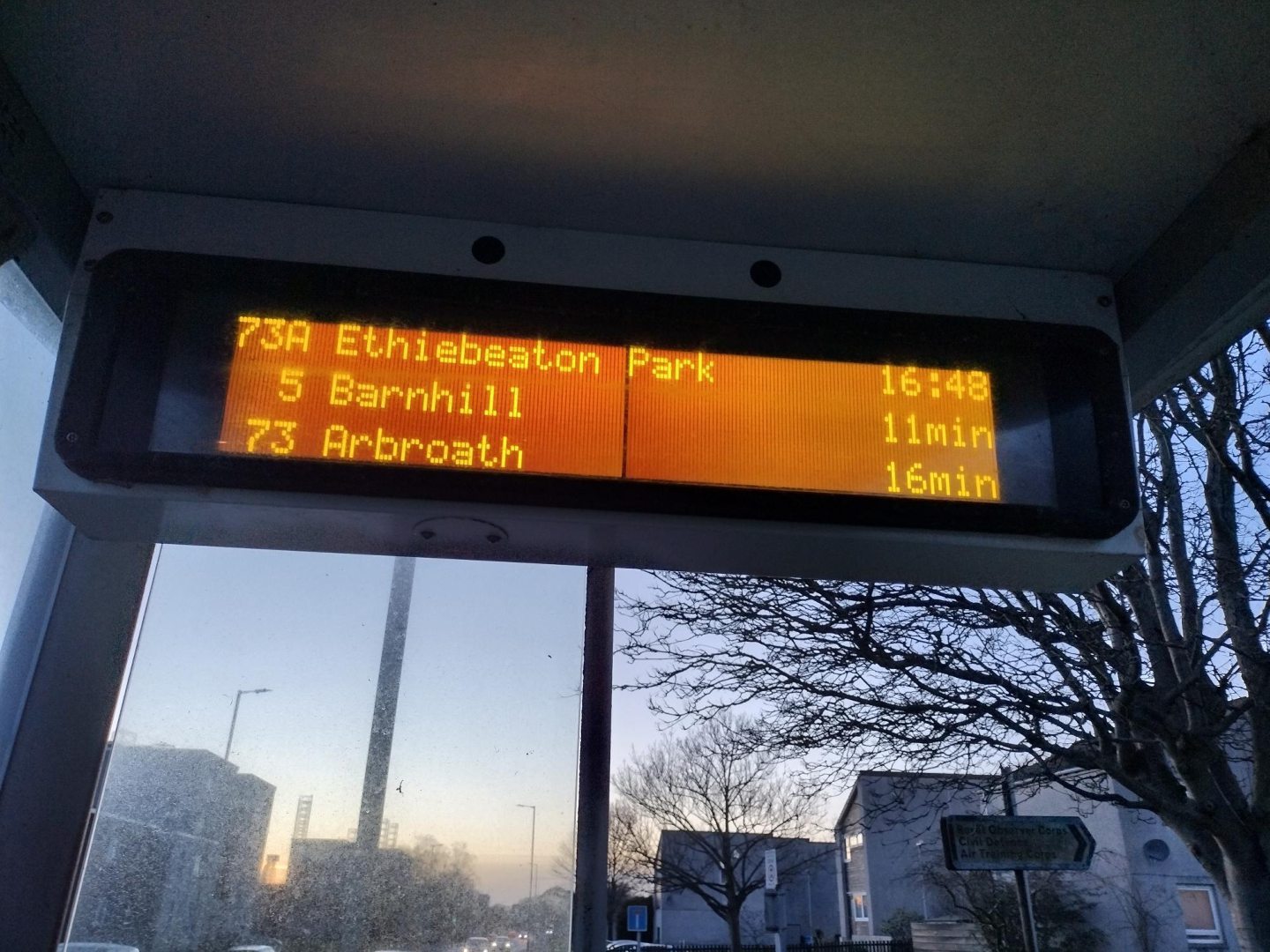 A bus in Broughty Ferry was cancelled 