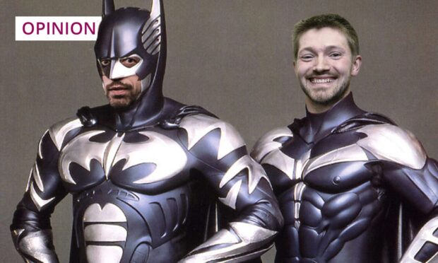 Steve Finan wants to see Batman-style heroics from Dundee City Council leader John Alexander (left) and Steven Rome. Image: DC Thomson design
