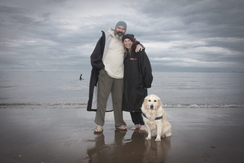 Greg Hemphill and Julie Wilson Nimmo take their dog Bonnie with them on the show