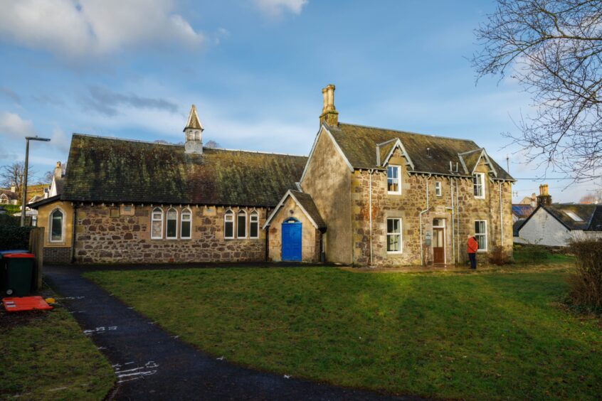 Glenfarg's former schoolhouse and garden, attached to the old village hall, which is now the community centre