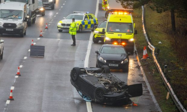 The crash on the M90 near Glenfarg. Image: Kenny Smith/DC Thomson