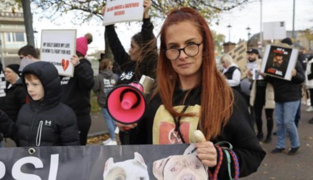 Dog campaigner Kerryanne Shaw on a march.