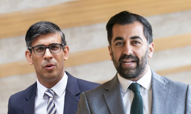 Rishi Sunak, left, is in no hurry to trigger the next election. Image: DC Thomson.