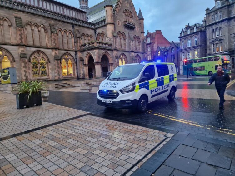 Police at Albert Square in Dundee 