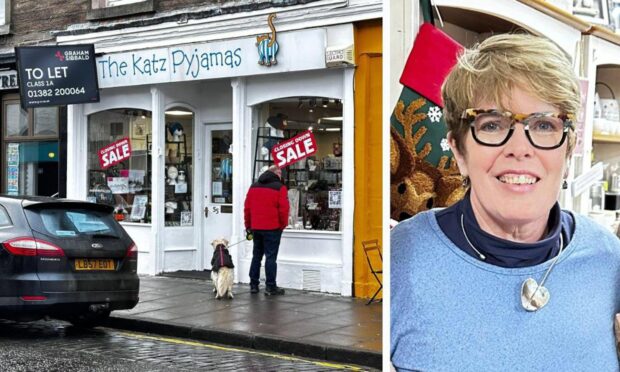 The Katz Pyjamas on Gray Street in Broughty Ferry, and its owner Fiona Bartley-Jones