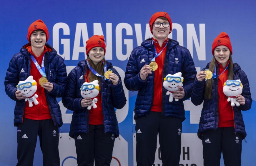 Team GB curling gold medal winners at Youth Winter Olympics 2024.
