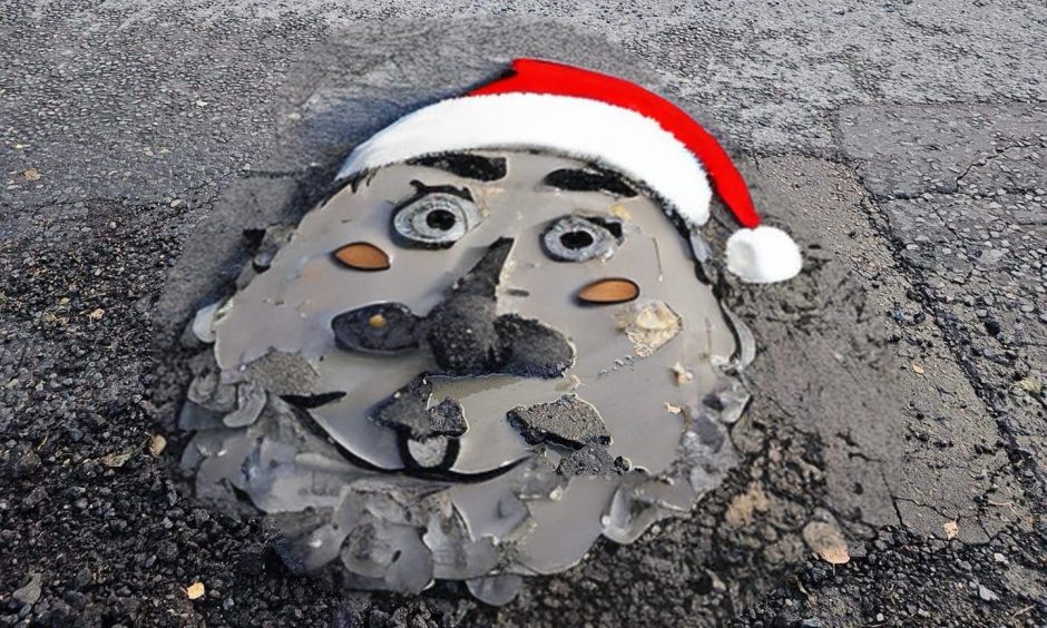 Someone photoshopped a picture of the puddle-filled Inverkeithing pothole.