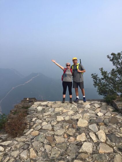 Rachel and Adam took part in a fundraising trek along the Great Wall of China.