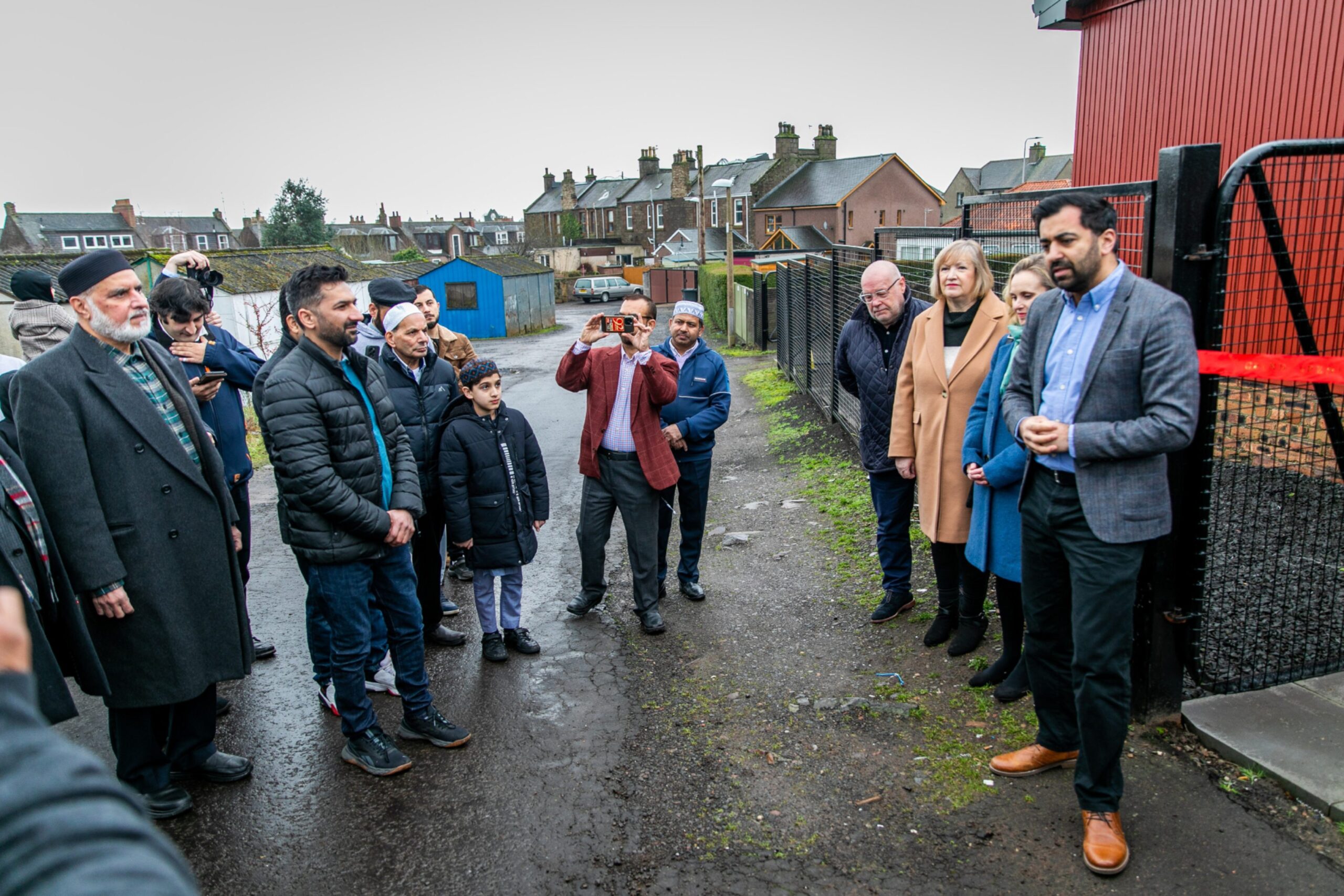 Humza Yousaf delivering a speech before the opening.