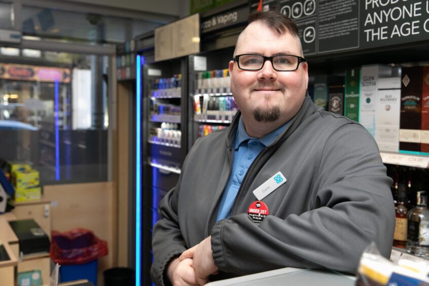 Colin Currie, 37, at work in Kinghorn Co-Op