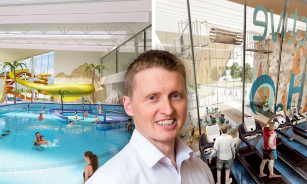 Mike Robinson, former chairman of Live Active Leisure, and a picture of Perth leisure pool