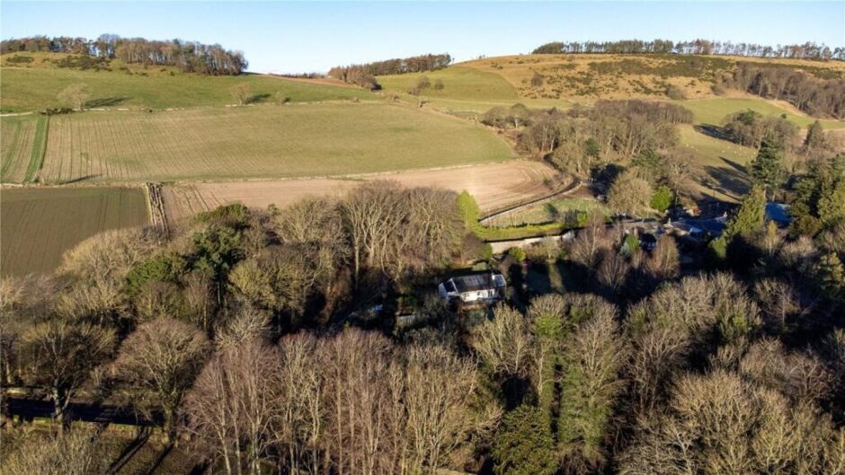 Aerial shots of The Garden Cottage for sale in Angus 