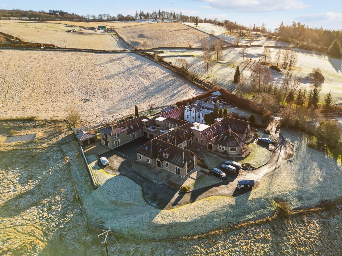 A aerial view of The Steading.