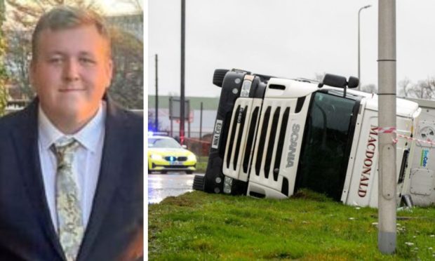 Harry Paris lost control of the lorry on the outskirts of Dundee. Image: Facebook/ DC Thomson.