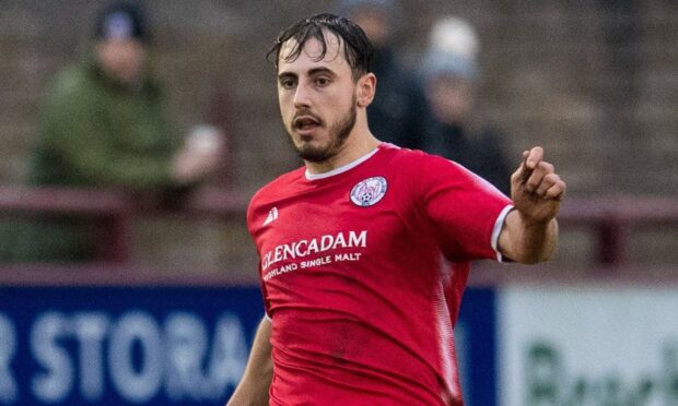 Murray Mackintosh, pictured in action for Brechin in 2021, has returned to Glebe Park. Image: SNS