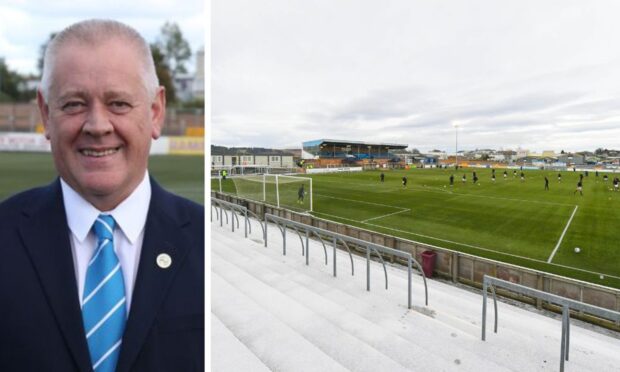 Forfar chairman said the club is working hard to get Station Park ready for the visit of Hibs. Images: Forfar Athletic FC and SNS.