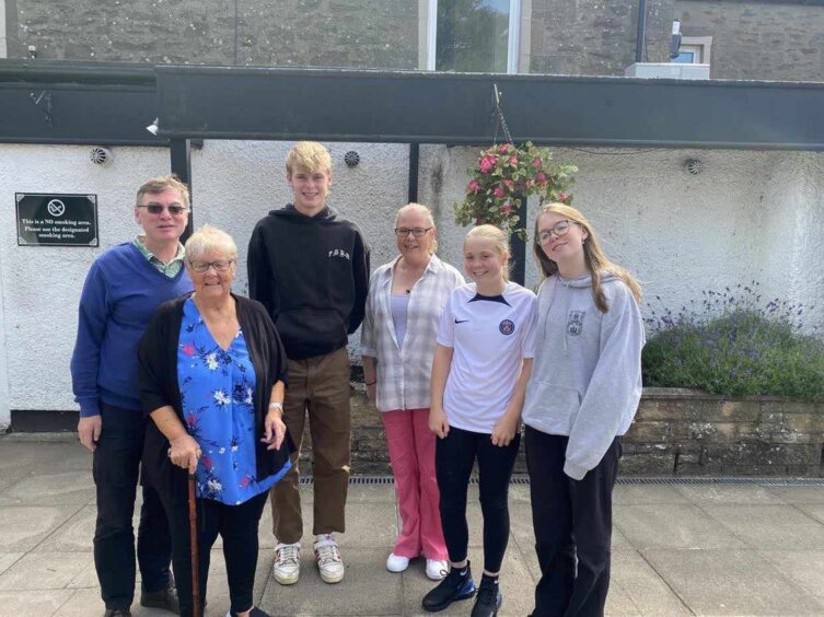 Teresa pictured with her son John, daughter Shona and her grandchildren Oran, Alice and Freya. 