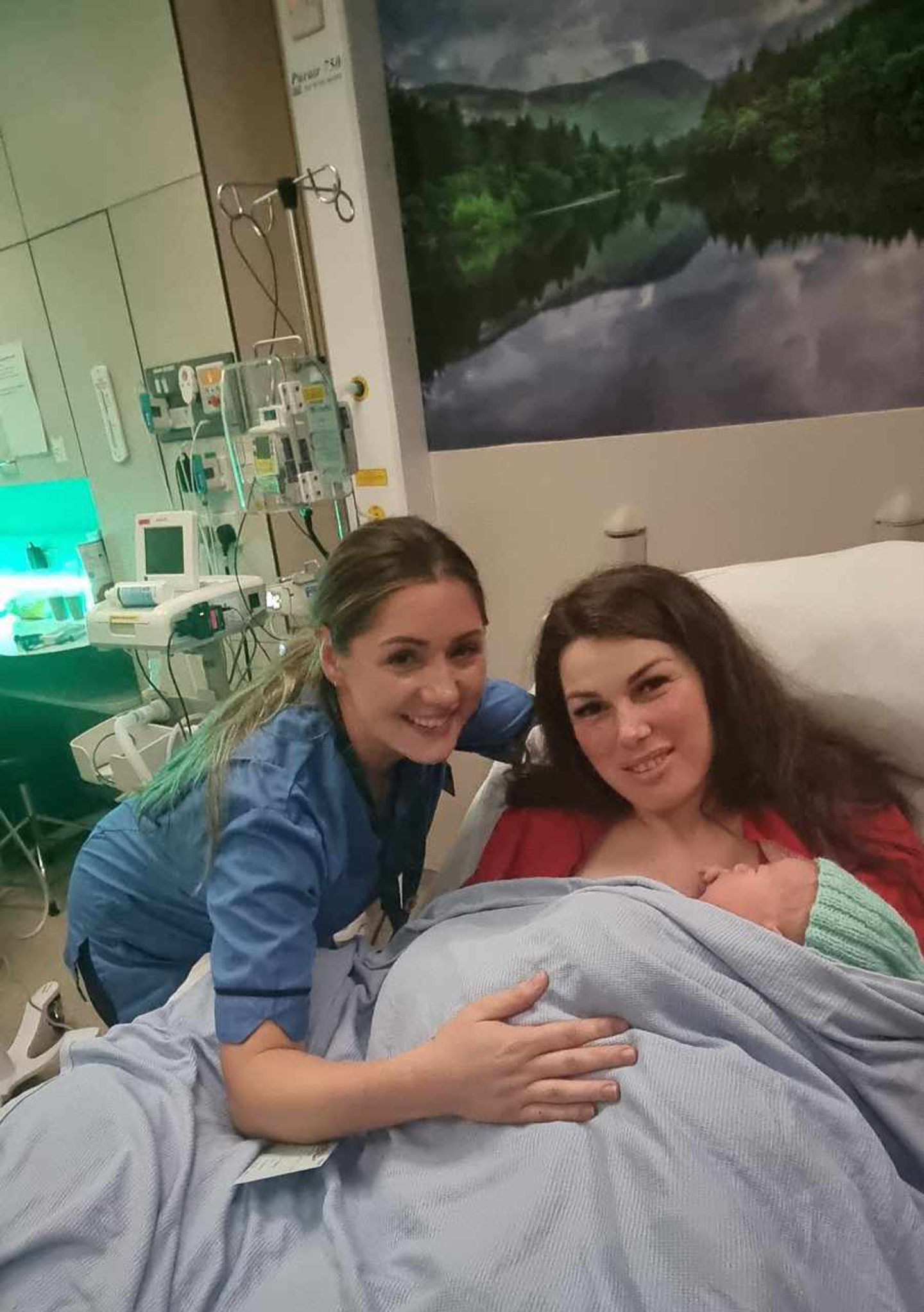 Doina Solomeanii with baby Mark and a nurse at Ninewells on January 1.